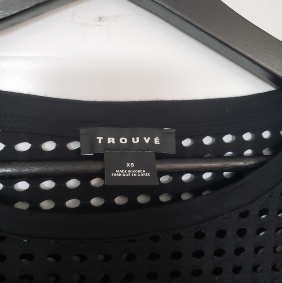 Trouve Black Perforated Top and Skirt, XS - Picture 2 of 5